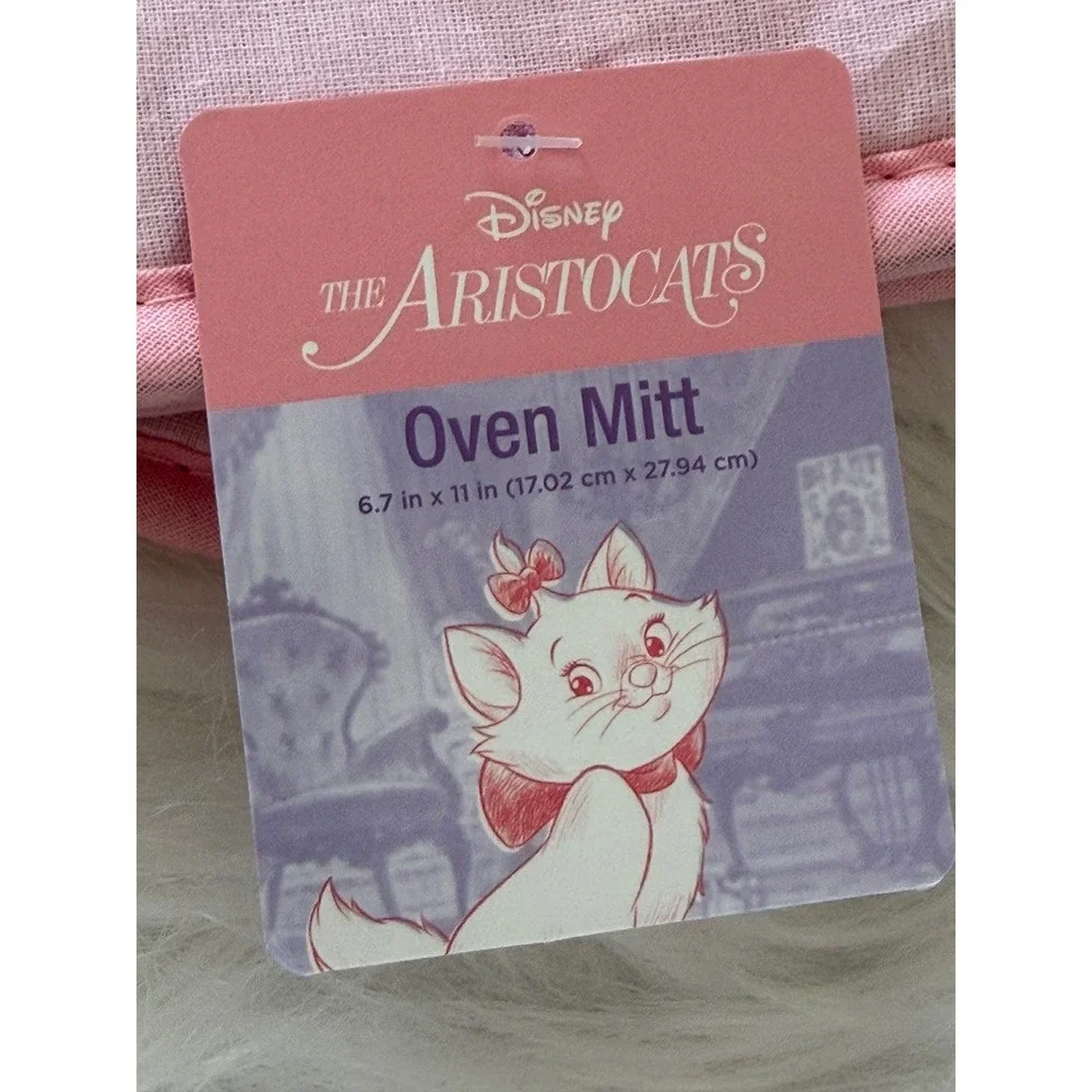 Disney The Aristocats Marie Oven Mitt and Pot Holder Set Pink White Striped NEW